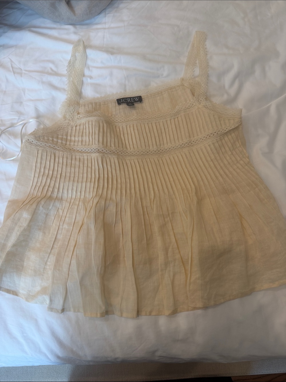 J. Crew Women's Cream Pleated Lace-Trim Cami Top size m
